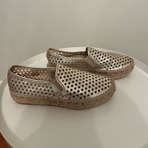 Loeffler Randall Gold Espadrilles with Jute Sole